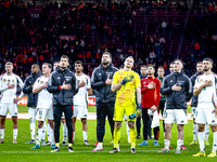 Players of Hungary appear dejected after losing the game during the match between the Netherlands and Hungary at the Johan Cruijff ArenA for...