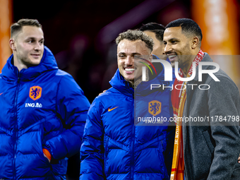 Netherlands forward Noa Lang participates in the match between the Netherlands and Hungary at the Johan Cruijff ArenA for the UEFA Nations L...