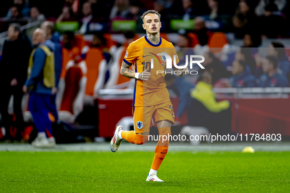 Netherlands forward Noa Lang participates in the match between the Netherlands and Hungary at the Johan Cruijff ArenA for the UEFA Nations L...