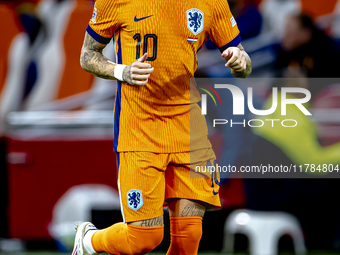 Netherlands forward Noa Lang participates in the match between the Netherlands and Hungary at the Johan Cruijff ArenA for the UEFA Nations L...