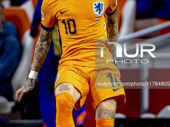 Netherlands forward Noa Lang participates in the match between the Netherlands and Hungary at the Johan Cruijff ArenA for the UEFA Nations L...