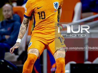 Netherlands forward Noa Lang participates in the match between the Netherlands and Hungary at the Johan Cruijff ArenA for the UEFA Nations L...