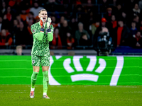 Netherlands goalkeeper Bart Verbruggen participates in the match between the Netherlands and Hungary at the Johan Cruijff ArenA for the UEFA...