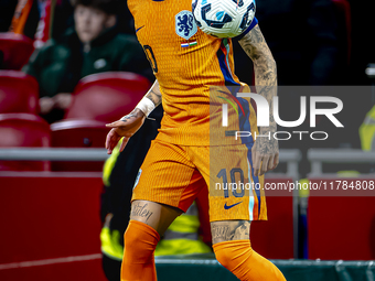 Netherlands forward Noa Lang participates in the match between the Netherlands and Hungary at the Johan Cruijff ArenA for the UEFA Nations L...