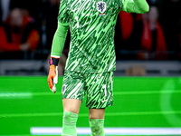 Netherlands goalkeeper Bart Verbruggen participates in the match between the Netherlands and Hungary at the Johan Cruijff ArenA for the UEFA...