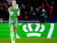 Netherlands goalkeeper Bart Verbruggen participates in the match between the Netherlands and Hungary at the Johan Cruijff ArenA for the UEFA...