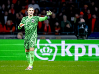 Netherlands goalkeeper Bart Verbruggen participates in the match between the Netherlands and Hungary at the Johan Cruijff ArenA for the UEFA...