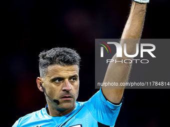 Referee Jesus Gil Manzano officiates the match between the Netherlands and Hungary at the Johan Cruijff ArenA for the UEFA Nations League -...