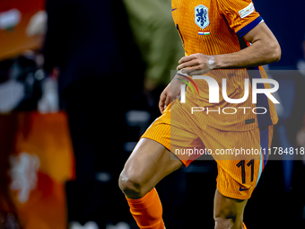 Netherlands forward Cody Gakpo participates in the match between the Netherlands and Hungary at the Johan Cruijff ArenA for the UEFA Nations...