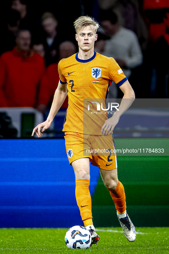 Netherlands defender Jan-Paul van Hecke participates in the match between the Netherlands and Hungary at the Johan Cruijff ArenA for the UEF...