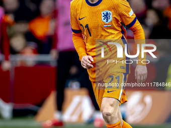 Netherlands midfielder Frenkie de Jong participates in the match between the Netherlands and Hungary at the Johan Cruijff ArenA for the UEFA...