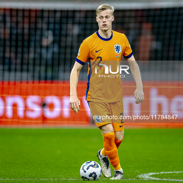 Netherlands defender Jan-Paul van Hecke participates in the match between the Netherlands and Hungary at the Johan Cruijff ArenA for the UEF...