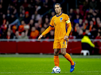 Netherlands defender Virgil van Dijk participates in the match between the Netherlands and Hungary at the Johan Cruijff ArenA for the UEFA N...