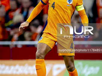 Netherlands defender Virgil van Dijk participates in the match between the Netherlands and Hungary at the Johan Cruijff ArenA for the UEFA N...