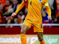 Netherlands defender Virgil van Dijk participates in the match between the Netherlands and Hungary at the Johan Cruijff ArenA for the UEFA N...