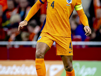 Netherlands defender Virgil van Dijk participates in the match between the Netherlands and Hungary at the Johan Cruijff ArenA for the UEFA N...