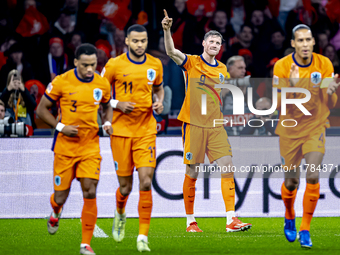 Netherlands forward Wout Weghorst celebrates the goal during the match between the Netherlands and Hungary at the Johan Cruijff ArenA for th...