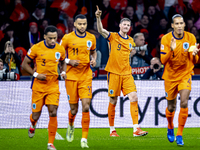 Netherlands forward Wout Weghorst celebrates the goal during the match between the Netherlands and Hungary at the Johan Cruijff ArenA for th...