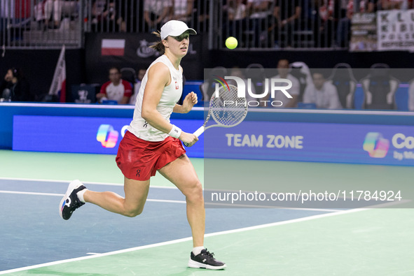 Iga Swiatek  during Billie Jean King Cup Finals match Poland vs Czechia in Malaga Spain on 16 November 2024. 