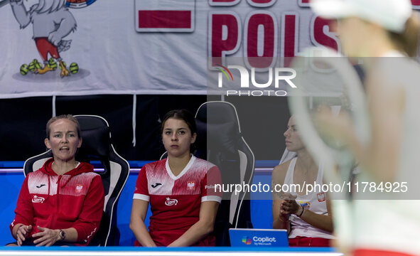 Daria Abramowicz , Iga Swiatek  during Billie Jean King Cup Finals match Poland vs Czechia in Malaga Spain on 16 November 2024. 