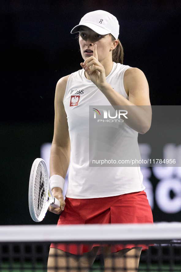 Iga Swiatek  during Billie Jean King Cup Finals match Poland vs Czechia in Malaga Spain on 16 November 2024. 