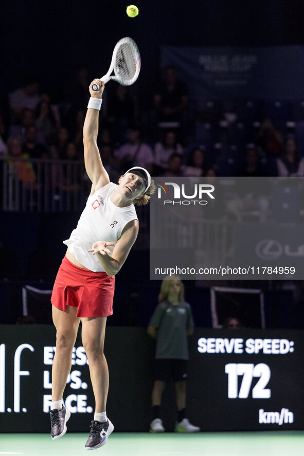 Iga Swiatek  during Billie Jean King Cup Finals match Poland vs Czechia in Malaga Spain on 16 November 2024. 