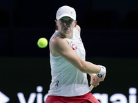 Iga Swiatek of Poland competes during the Billie Jean King Cup match between Poland and Czechia at Palacio de los Deportes Martin Carpena in...