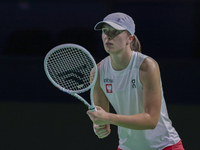 Iga Swiatek of Poland competes during the Billie Jean King Cup match between Poland and Czechia at Palacio de los Deportes Martin Carpena in...