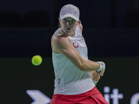 Iga Swiatek of Poland competes during the Billie Jean King Cup match between Poland and Czechia at Palacio de los Deportes Martin Carpena in...