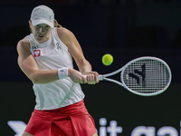 Iga Swiatek of Poland competes during the Billie Jean King Cup match between Poland and Czechia at Palacio de los Deportes Martin Carpena in...