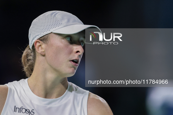 Iga Swiatek of Poland competes during the Billie Jean King Cup match between Poland and Czechia at Palacio de los Deportes Martin Carpena in...