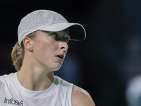 Iga Swiatek of Poland competes during the Billie Jean King Cup match between Poland and Czechia at Palacio de los Deportes Martin Carpena in...