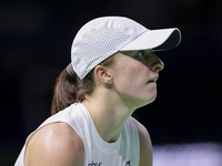 Iga Swiatek of Poland competes during the Billie Jean King Cup match between Poland and Czechia at Palacio de los Deportes Martin Carpena in...