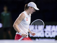 Iga Swiatek of Poland competes during the Billie Jean King Cup match between Poland and Czechia at Palacio de los Deportes Martin Carpena in...