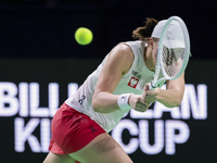 Iga Swiatek of Poland competes during the Billie Jean King Cup match between Poland and Czechia at Palacio de los Deportes Martin Carpena in...