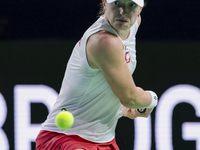 Iga Swiatek of Poland competes during the Billie Jean King Cup match between Poland and Czechia at Palacio de los Deportes Martin Carpena in...