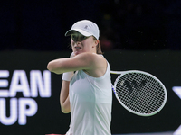 Iga Swiatek of Poland competes during the Billie Jean King Cup match between Poland and Czechia at Palacio de los Deportes Martin Carpena in...