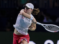 Iga Swiatek of Poland competes during the Billie Jean King Cup match between Poland and Czechia at Palacio de los Deportes Martin Carpena in...