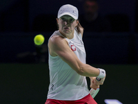 Iga Swiatek of Poland competes during the Billie Jean King Cup match between Poland and Czechia at Palacio de los Deportes Martin Carpena in...