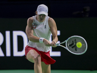 Iga Swiatek of Poland competes during the Billie Jean King Cup match between Poland and Czechia at Palacio de los Deportes Martin Carpena in...