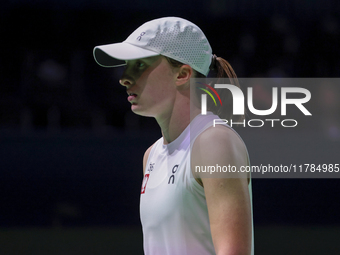 Iga Swiatek of Poland competes during the Billie Jean King Cup match between Poland and Czechia at Palacio de los Deportes Martin Carpena in...