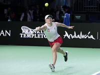 Iga Swiatek of Poland competes during the Billie Jean King Cup match between Poland and Czechia at Palacio de los Deportes Martin Carpena in...