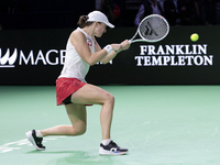 Iga Swiatek of Poland competes during the Billie Jean King Cup match between Poland and Czechia at Palacio de los Deportes Martin Carpena in...