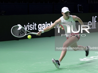 Iga Swiatek of Poland competes during the Billie Jean King Cup match between Poland and Czechia at Palacio de los Deportes Martin Carpena in...