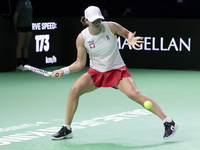 Iga Swiatek of Poland competes during the Billie Jean King Cup match between Poland and Czechia at Palacio de los Deportes Martin Carpena in...