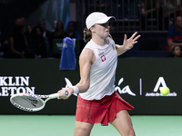 Iga Swiatek of Poland competes during the Billie Jean King Cup match between Poland and Czechia at Palacio de los Deportes Martin Carpena in...