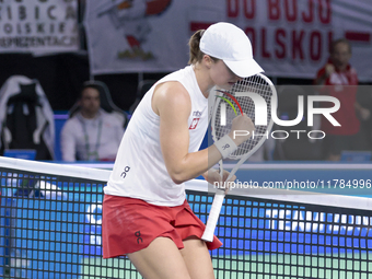 Iga Swiatek of Poland competes during the Billie Jean King Cup match between Poland and Czechia at Palacio de los Deportes Martin Carpena in...