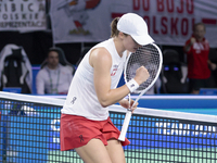 Iga Swiatek of Poland competes during the Billie Jean King Cup match between Poland and Czechia at Palacio de los Deportes Martin Carpena in...