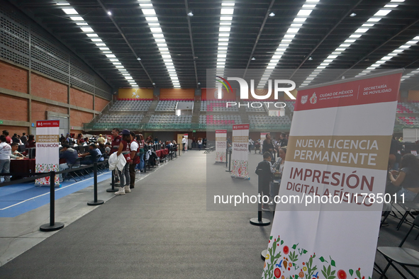 People apply for permanent driver's licenses at a processing point installed in the Ciudad Deportiva, in the Iztacalco mayor's office, in Me...