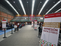 People apply for permanent driver's licenses at a processing point installed in the Ciudad Deportiva, in the Iztacalco mayor's office, in Me...